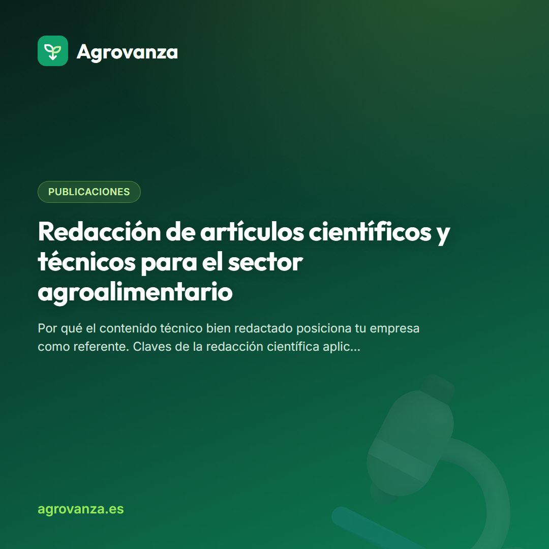 Redacción de artículos científicos y técnicos para el sector agroalimentario